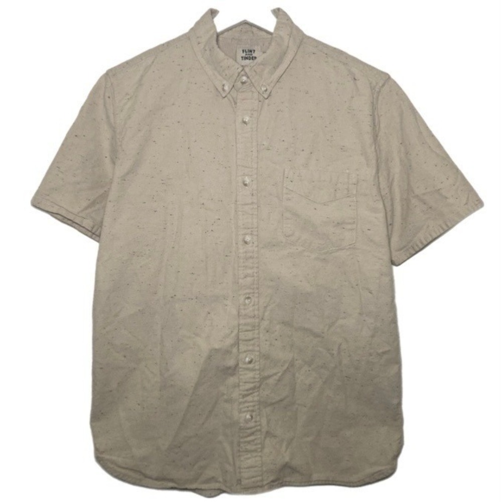 Flint & Tinder Tan Speckled Short Sleeve Button-Down Shirt - Casual - Slim Fit